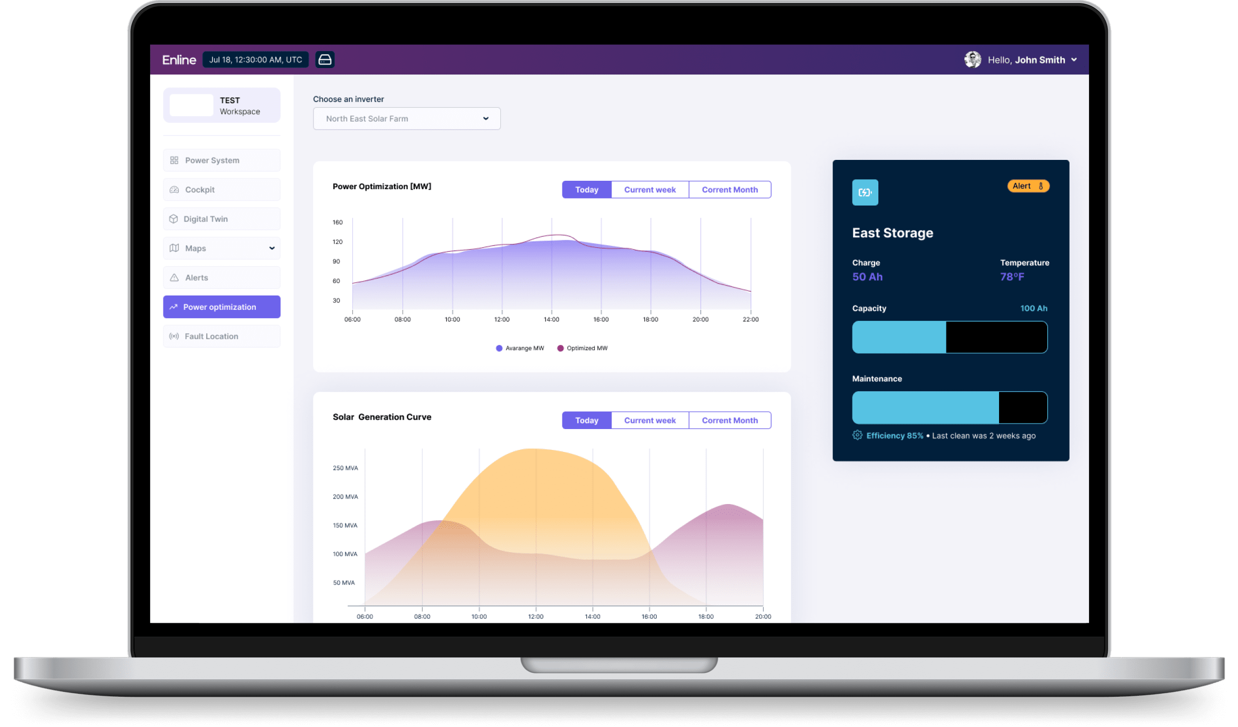 notebook with Power Optimization dashboard